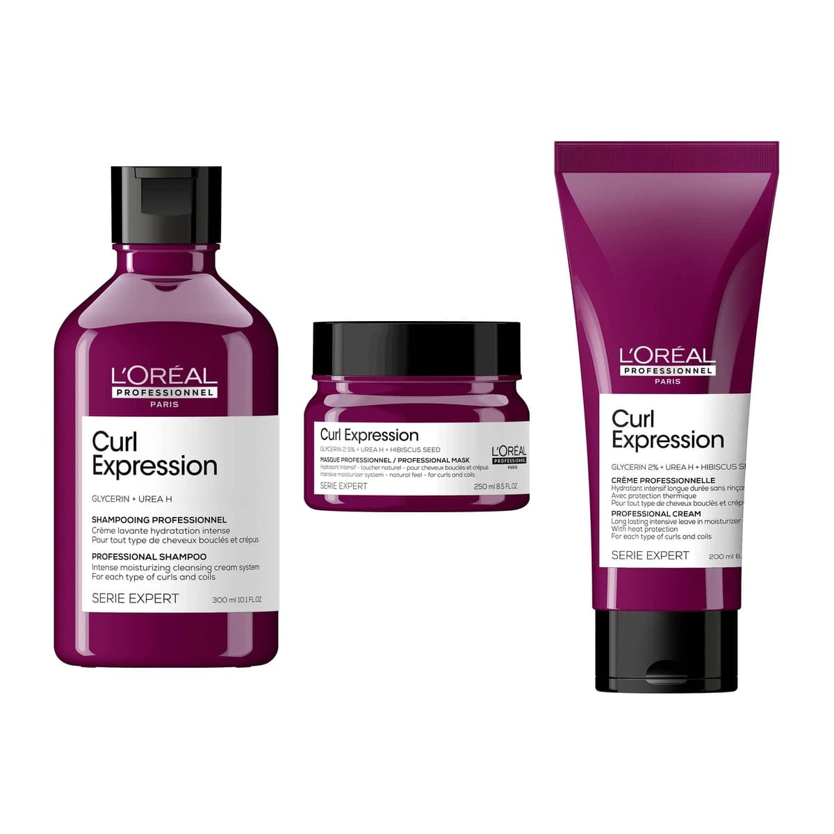 L'Oréal Professionnel Curl Expression Shampoo + Mask + Leave-In Cream Combo