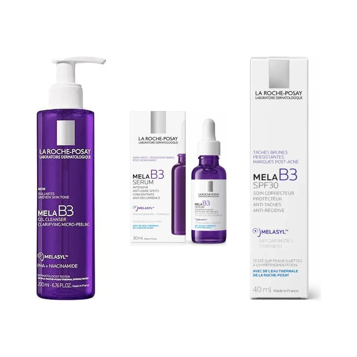 La Roche-Posay Mela B3 Cleanser + Serum + SPF30 Spot Corrector Combo